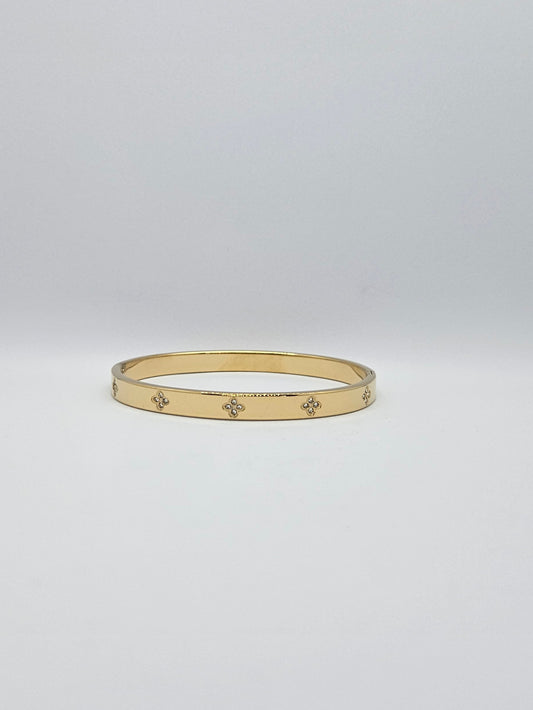 Maya — Jonc Trèfles Strass Doré
