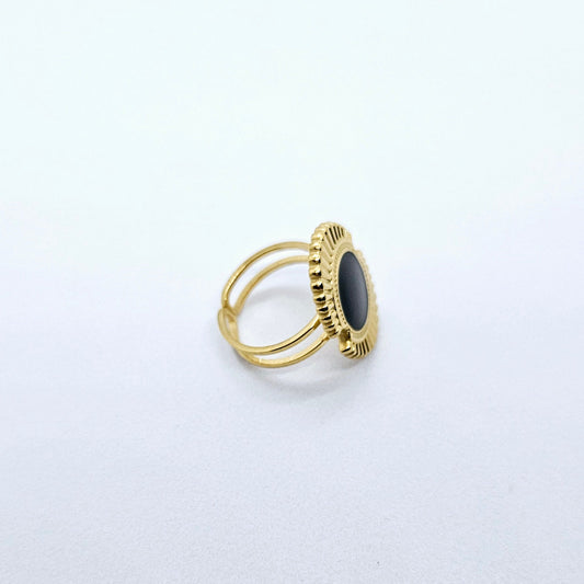 Midnight – Bague Ajustable Noire