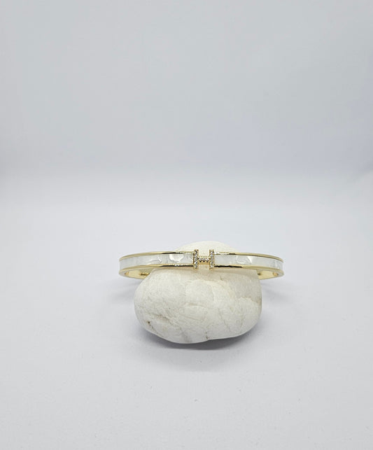 Naïa — Bracelet Nacre & Strass Doré
