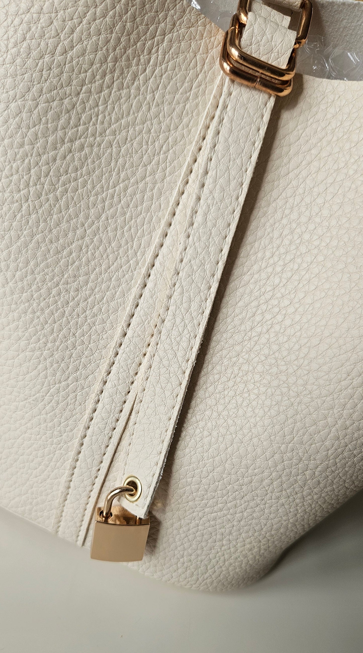 Sac à Main Tendance Seau Beige Crème Accessoires Offerts