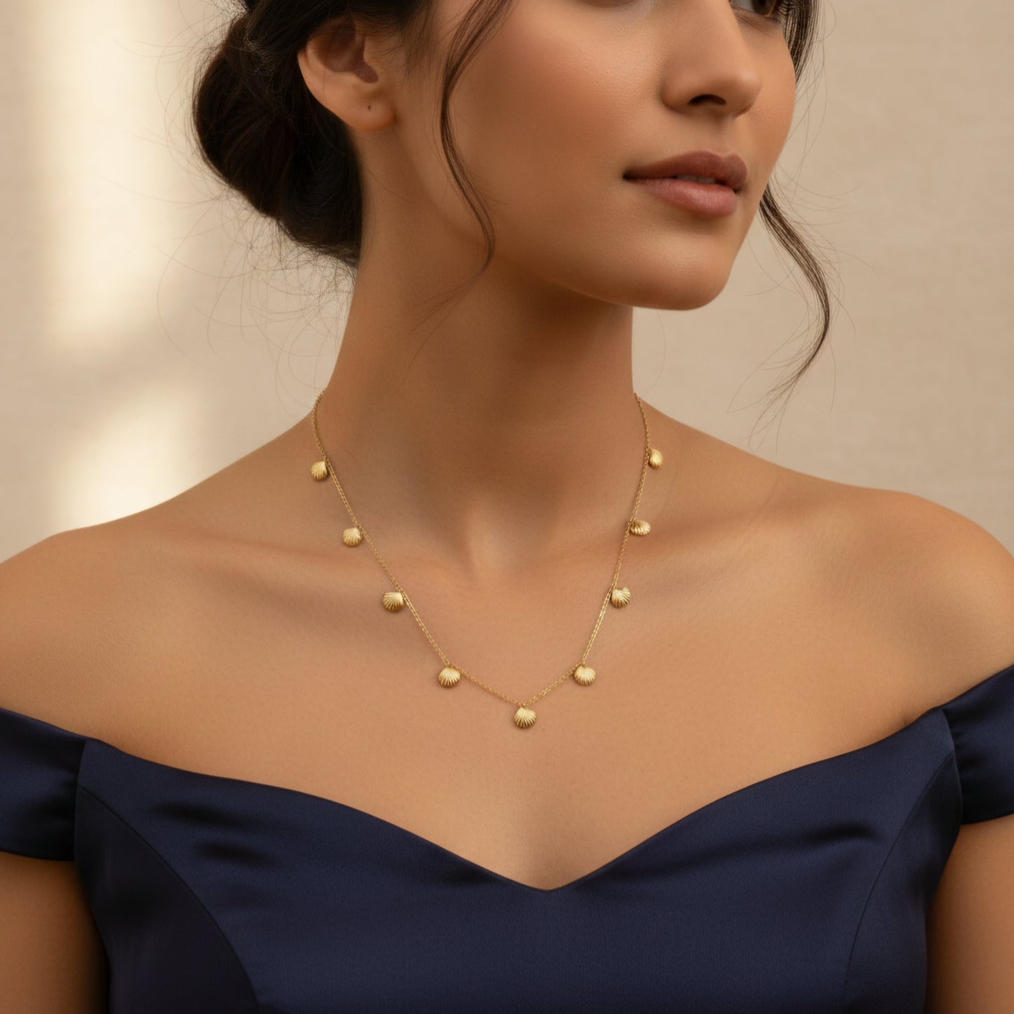 Santorini Collier Pampilles Coquillages Dorés