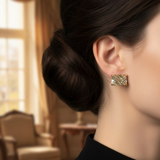 Oria — Boucles d'Oreilles Dorées Façon Diamant