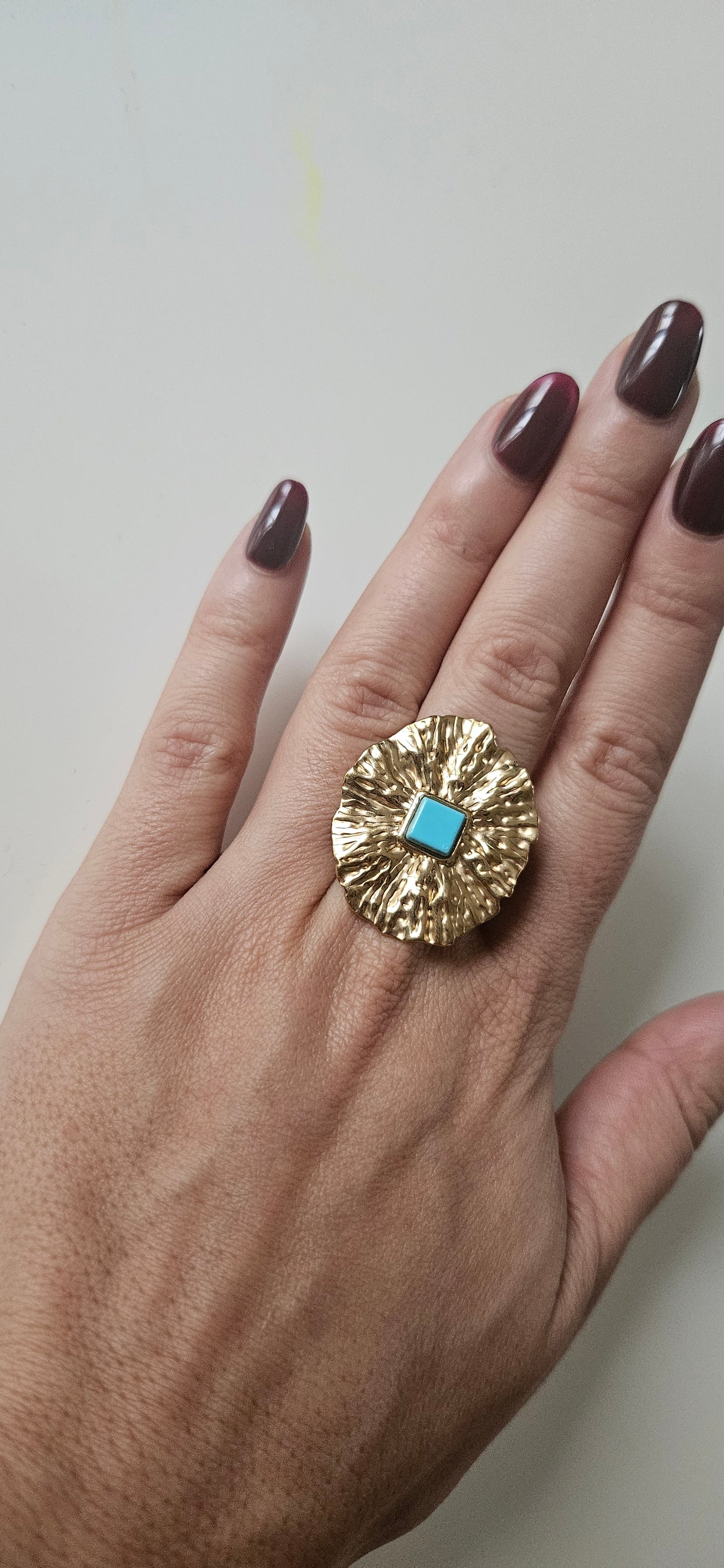 Azur – Bague XXL Ajustable Pierre Bleue