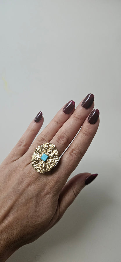 Azur – Bague XXL Ajustable Pierre Bleue