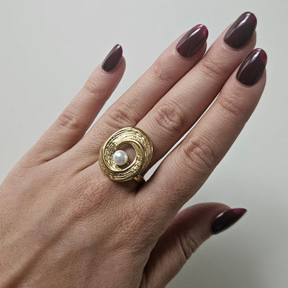 Perla – Bague Ajustable Perle Dorée