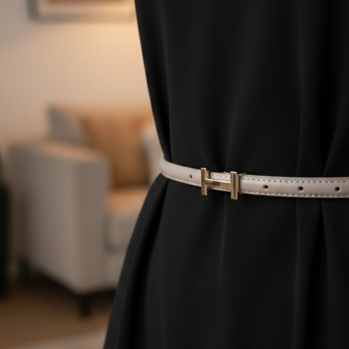 Ceinture Beige Détail Doré