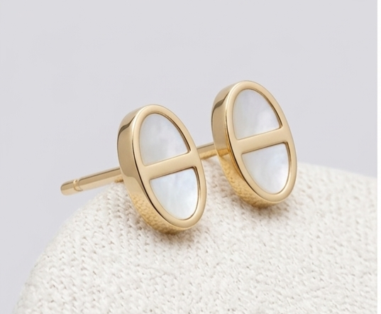 Azélia – Parure Nacre Dorée Collier & Boucles d'Oreilles