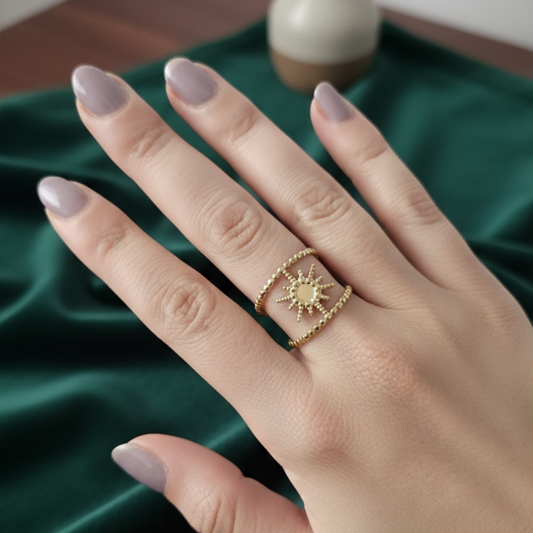 Solya -Bague Ajustable Soleil Doré