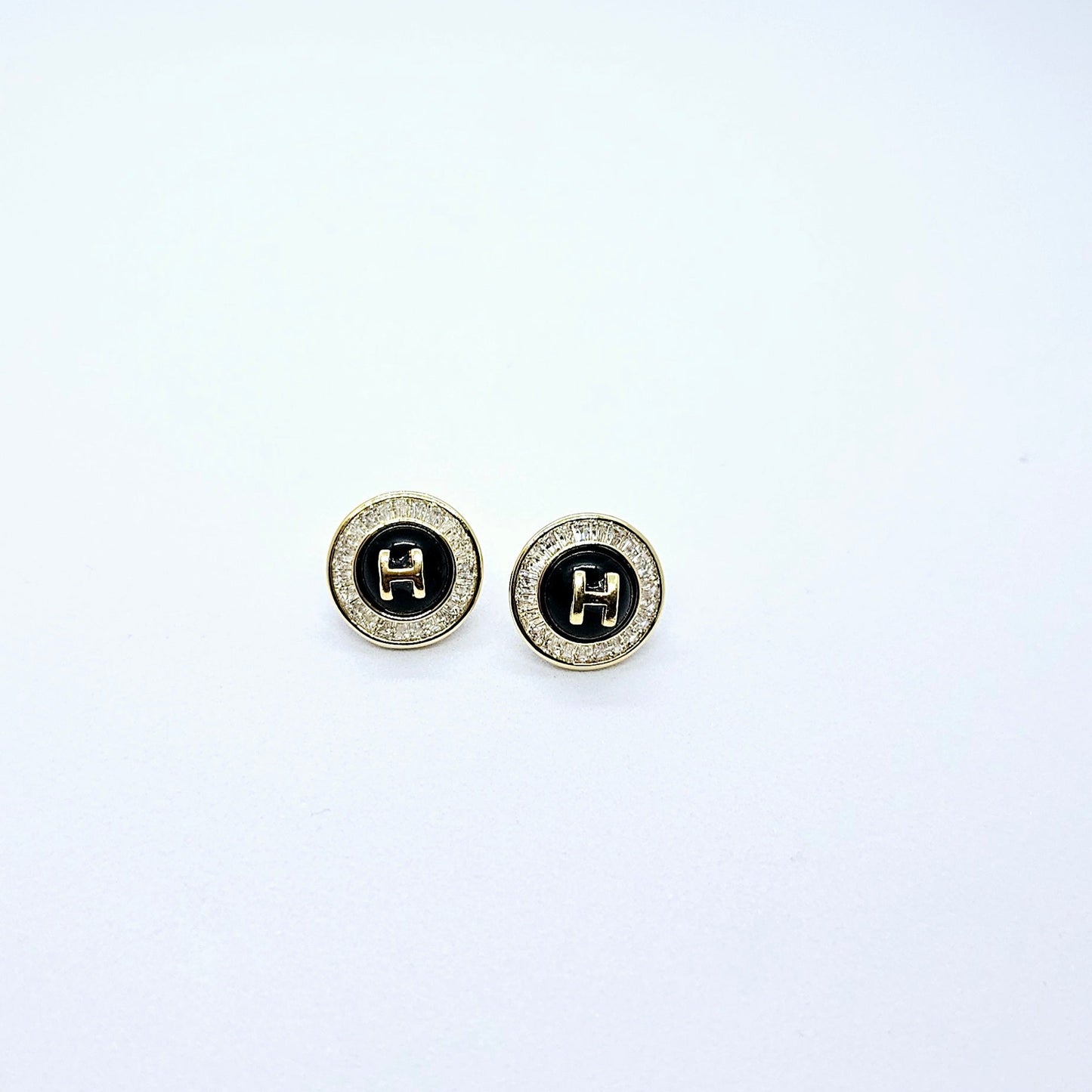 Ébénia — Boucles d'Oreilles Strass Noir Doré