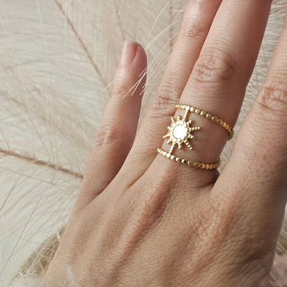 Solya -Bague Ajustable Soleil Doré
