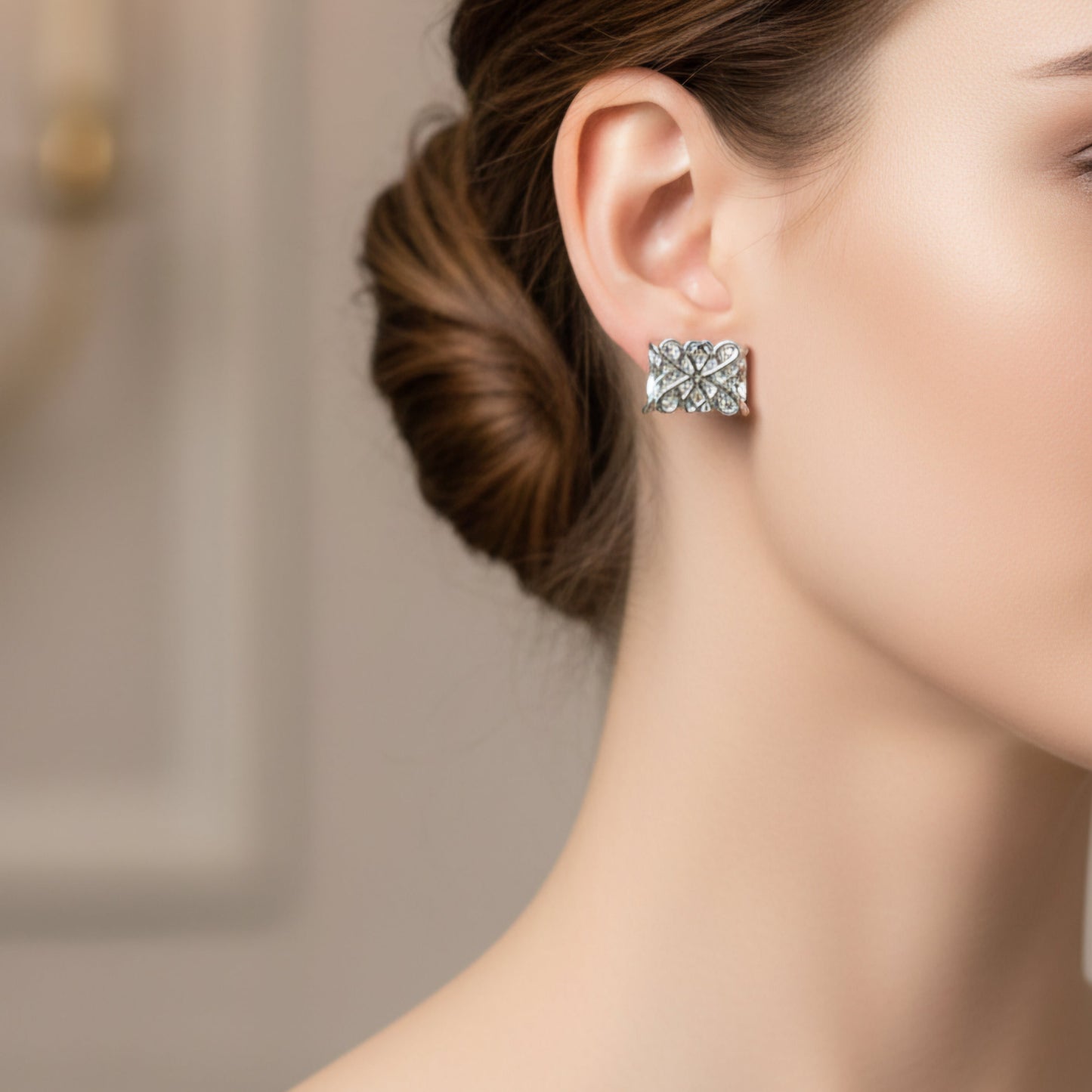 Argentia — Boucles d'Oreilles Argentées Façon Diamant