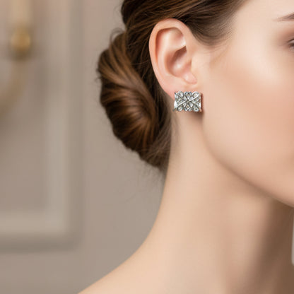Argentia — Boucles d'Oreilles Argentées Façon Diamant