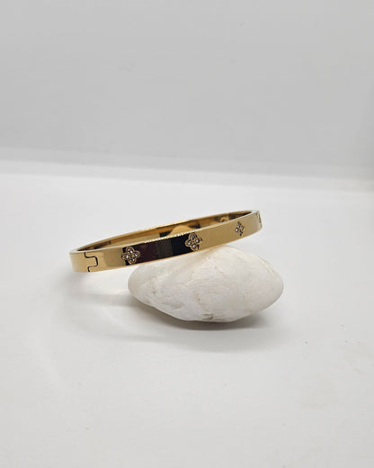 Maya — Jonc Trèfles Strass Doré