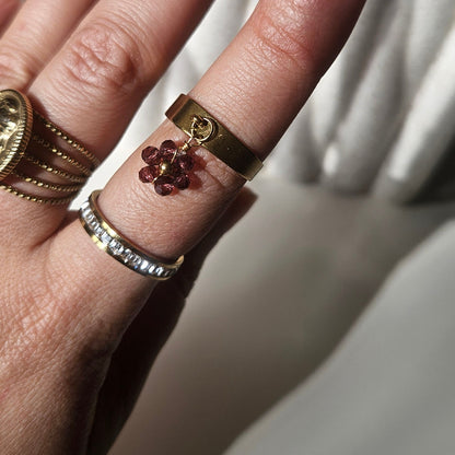 Lilas – Bague Ajustable Fleur Violette Dorée