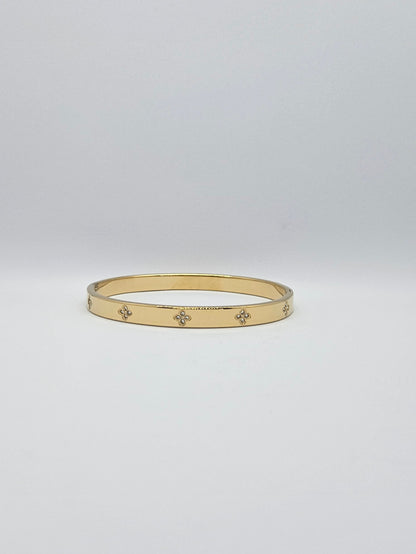 Maya — Jonc Trèfles Strass Doré