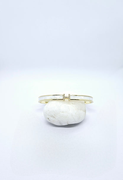 Naïa — Bracelet Nacre & Strass Doré