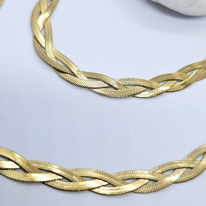 Vahiné – Parure Dorée Maille Tressée