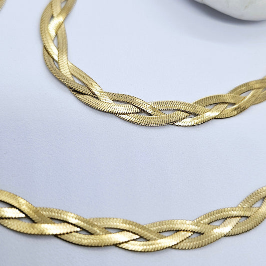 Vahiné – Parure Dorée Maille Tressée
