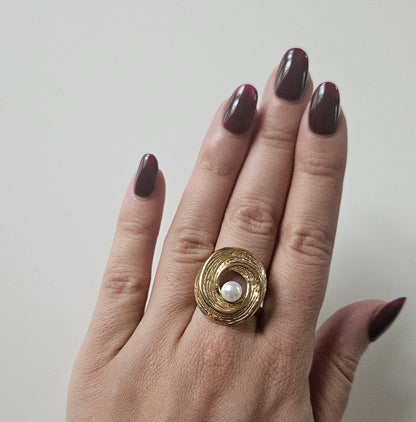 Perla – Bague Ajustable Perle Dorée