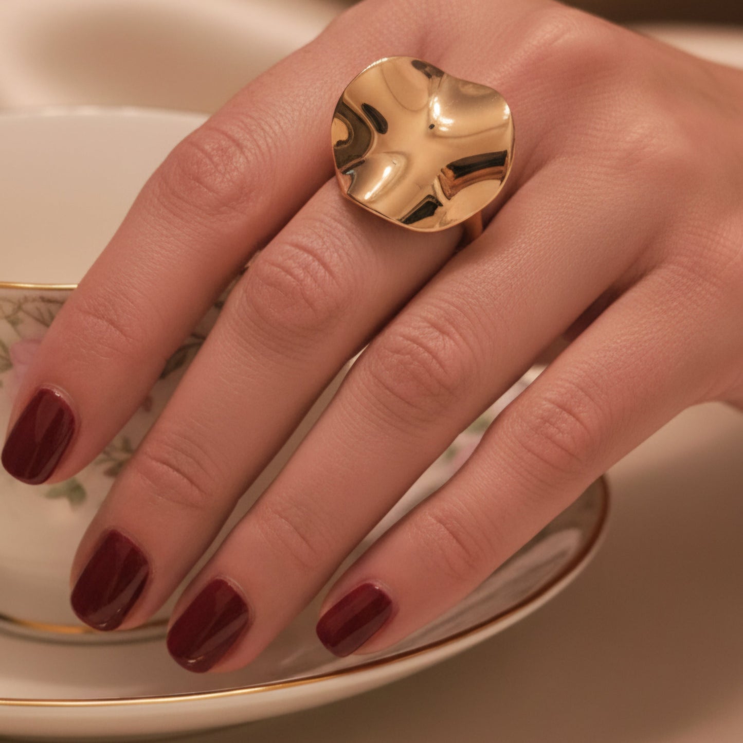 Halo – Bague Ajustable Ronde Texturée