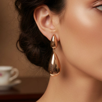 Goccia — Boucles d'Oreilles Gouttes Pendantes Dorées