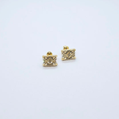 Oria — Boucles d'Oreilles Dorées Façon Diamant