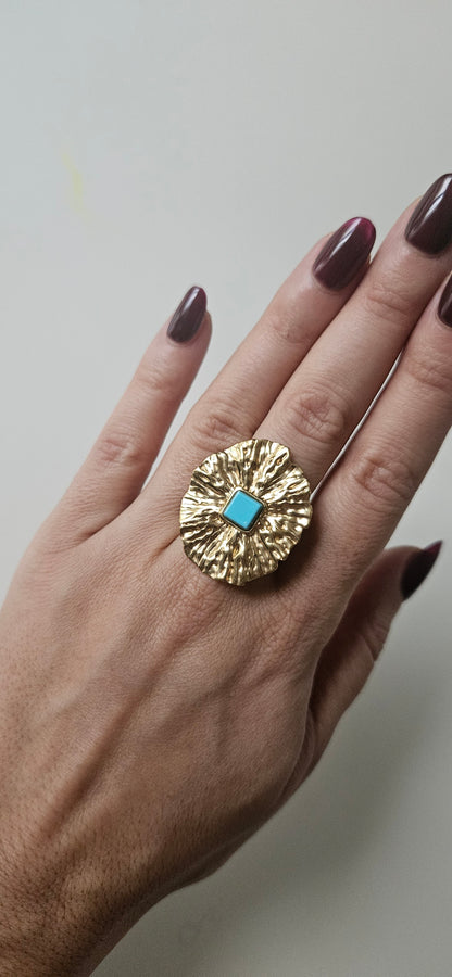 Azur – Bague XXL Ajustable Pierre Bleue
