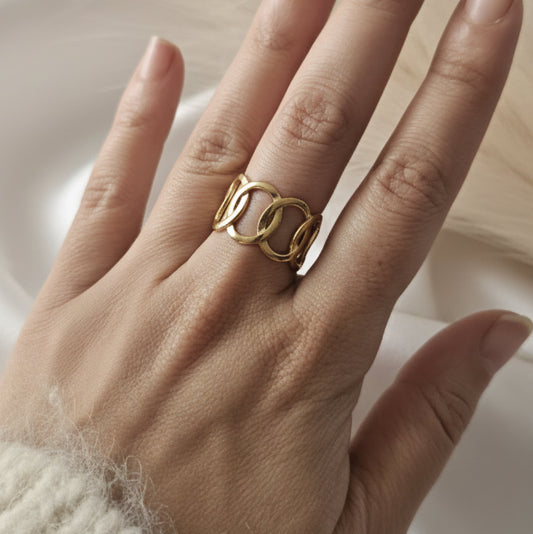 Goldy - Bague Ajustable Anneaux Dorée
