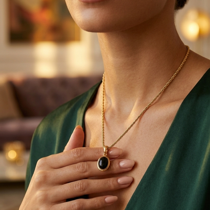 Orchidée Collier Pierre Noire