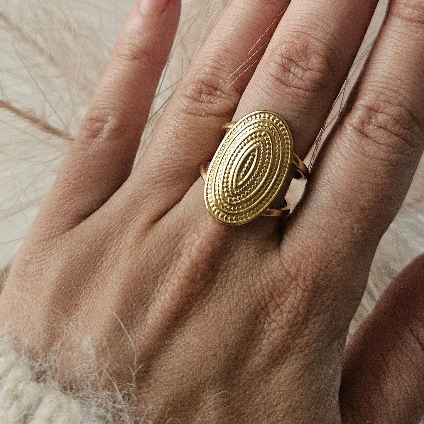 Cléo – Bague Ajustable Ellipse Impériale