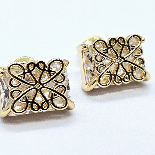 Oria — Boucles d'Oreilles Dorées Façon Diamant