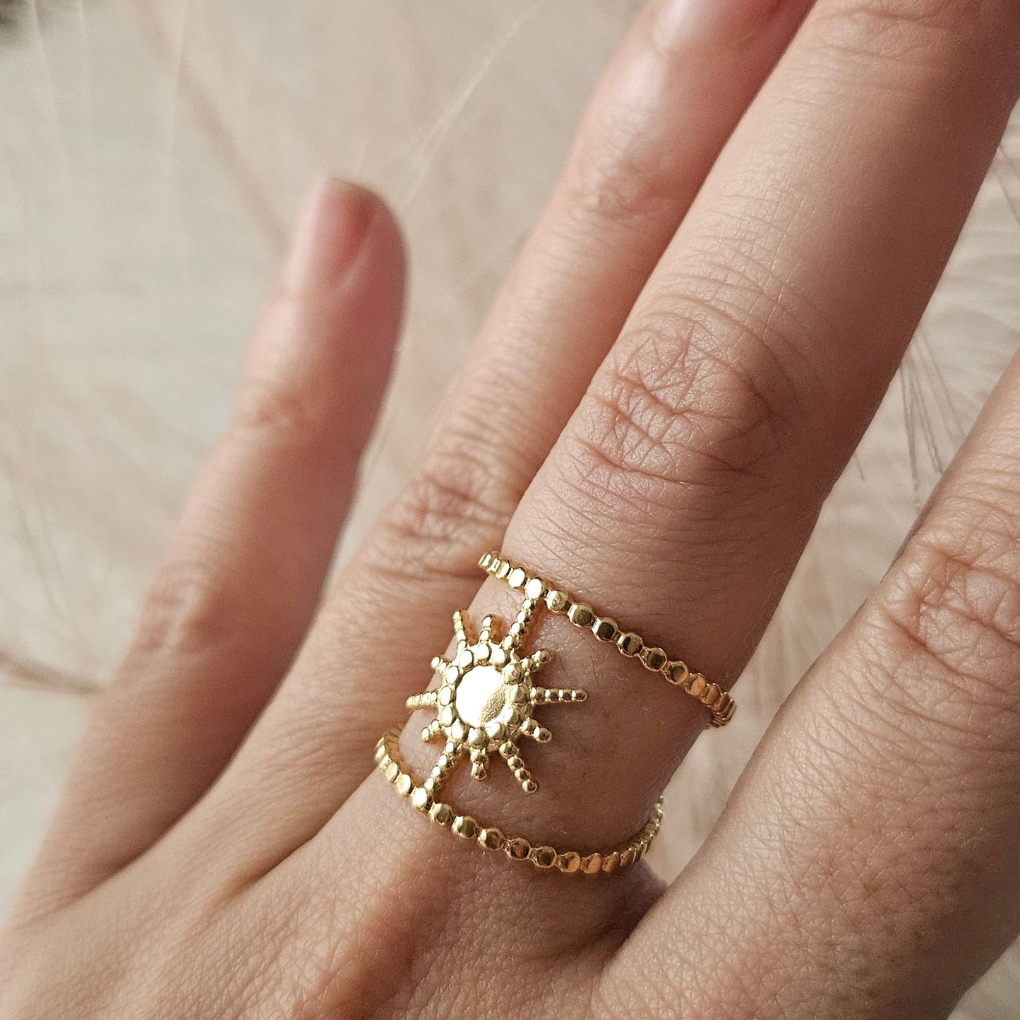Solya -Bague Ajustable Soleil Doré