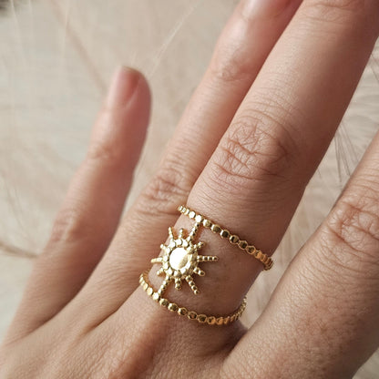 Solya -Bague Ajustable Soleil Doré