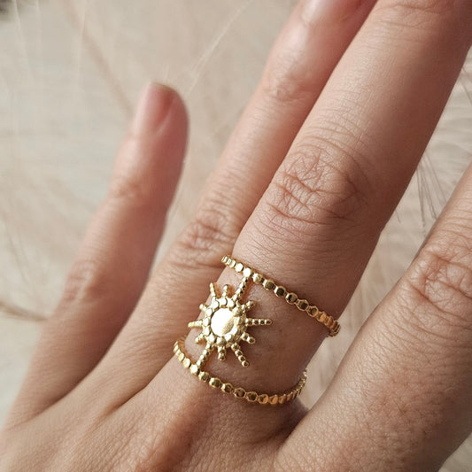 Solya -Bague Ajustable Soleil Doré