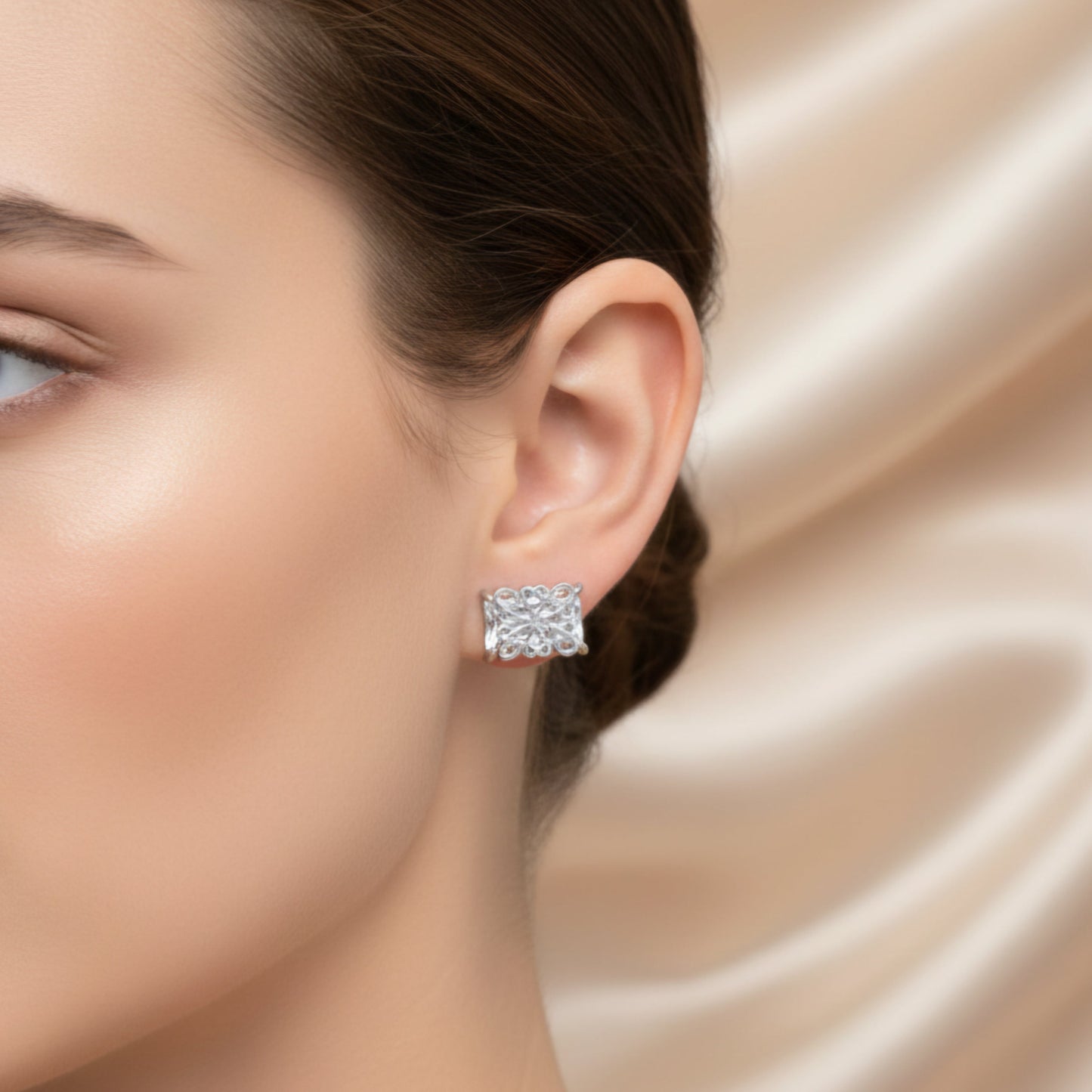 Argentia — Boucles d'Oreilles Argentées Façon Diamant