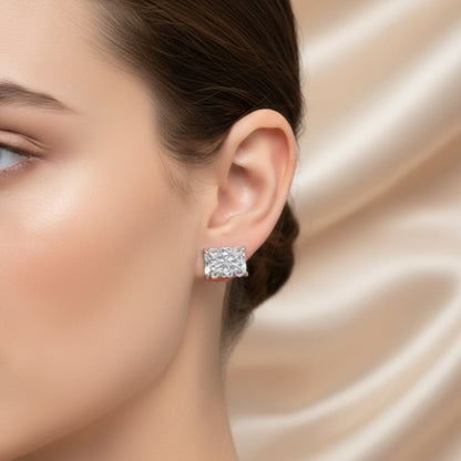 Argentia — Boucles d'Oreilles Argentées Façon Diamant