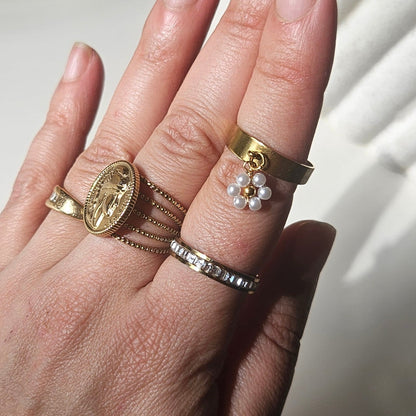 Alba – Bague Ajustable Fleur Blanche