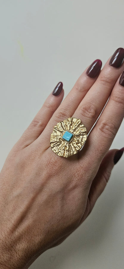 Azur – Bague XXL Ajustable Pierre Bleue