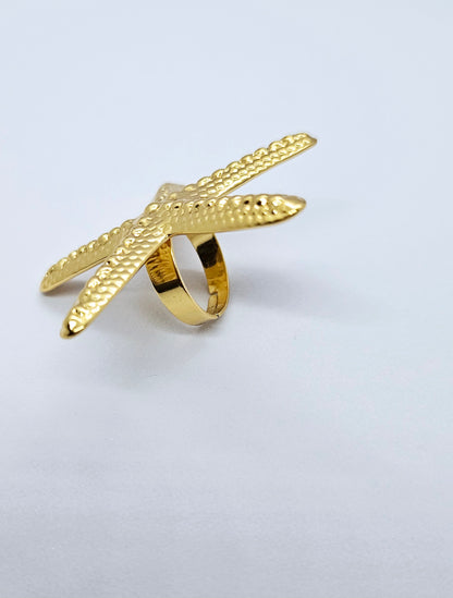 Sea – Bague Étoile de Mer Dorée Ajustable