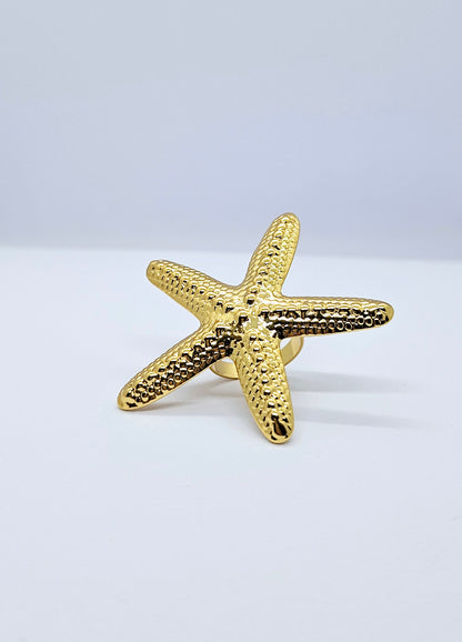 Sea – Bague Étoile de Mer Dorée Ajustable