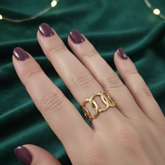 Goldy - Bague Ajustable Anneaux Dorée