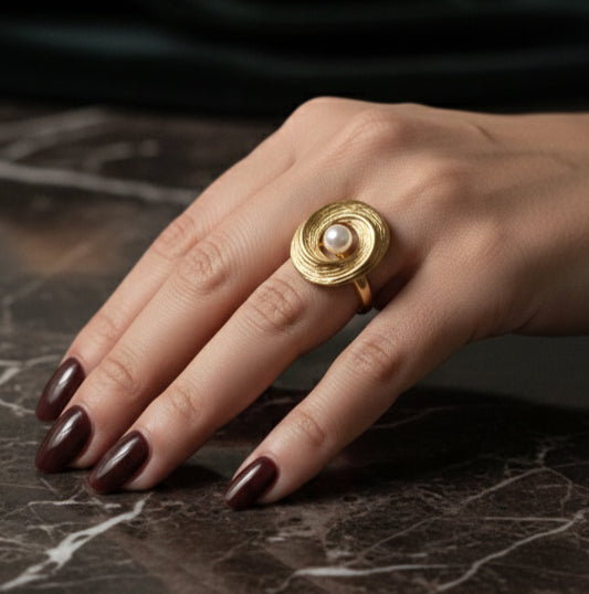 Perla – Bague Ajustable Perle Dorée
