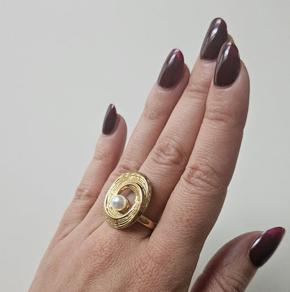Perla – Bague Ajustable Perle Dorée