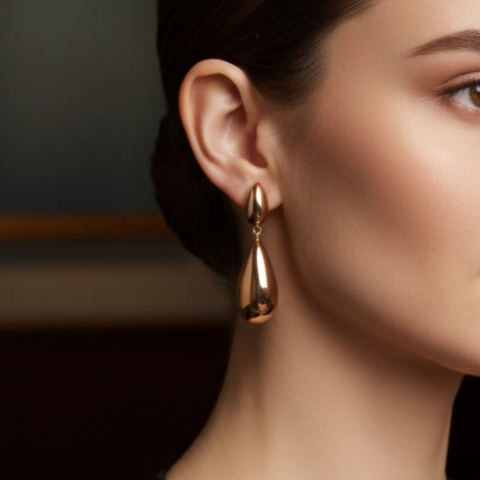 Goccia — Boucles d'Oreilles Gouttes Pendantes Dorées