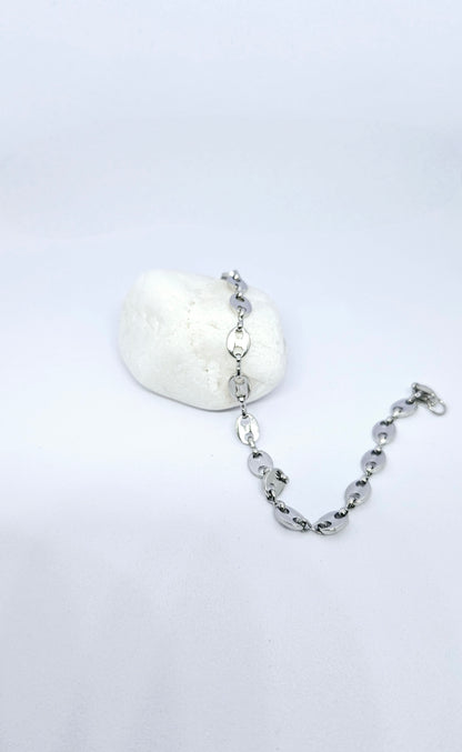 Kaffa Argenté — Bracelet Grains de Café Argenté