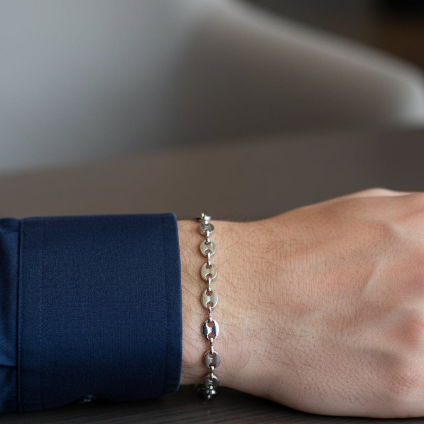 Kaffa Argenté — Bracelet Grains de Café Argenté