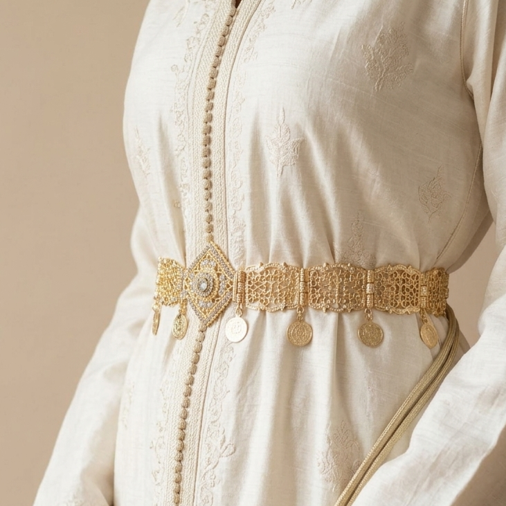 Ceinture Orientale Strass Pièce Ajustable Dorée